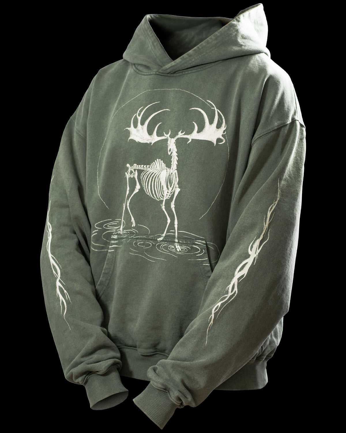 Sweat à capuche Réminiscence Olive vintage Quelque Part