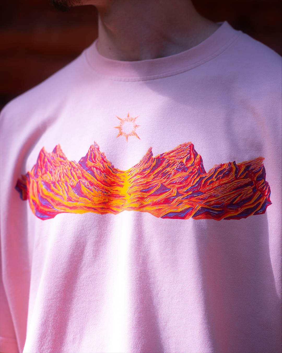 Tee-shirt Montagnes Vespérales Rose Quelque Part