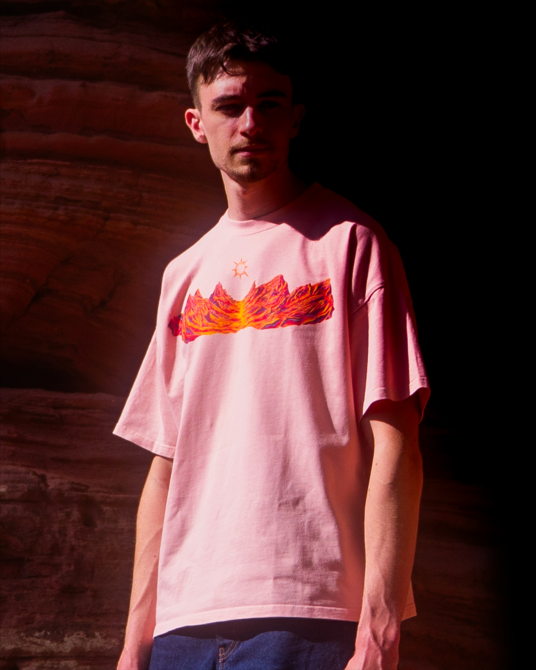 Tee-shirt Montagnes Vespérales Rose Quelque Part